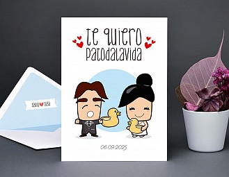 Invitación de boda "AUNQUE NUESTRA BODA CAIGA EN LUNES LO DAREMOS TODO"