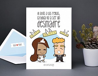 Invitación de boda "AUNQUE NUESTRA BODA CAIGA EN LUNES LO DAREMOS TODO"