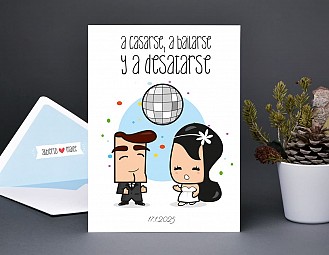 Invitación de boda "CONTIGO HASTA EL FIN DEL MUNDO"