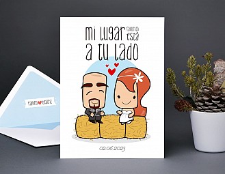 Invitación de boda "TE QUIERO PATODALAVIDA"