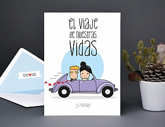 Invitación de boda "CONTIGO HASTA EL FIN DEL MUNDO"