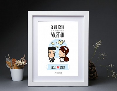 Lamina de boda "A TU LADO SE ME PASAN LAS HORAS VOLANDO"