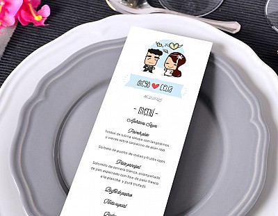 Minuta de boda "A TU LADO SE ME PASAN LAS HORAS VOLANDO"