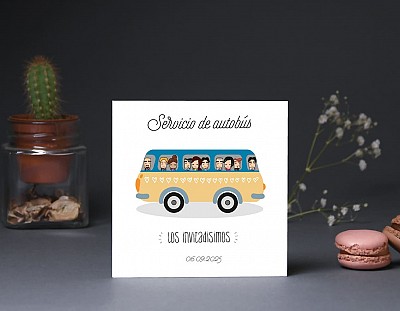 Tarjeta bus boda "TE QUIERO PATODALAVIDA"