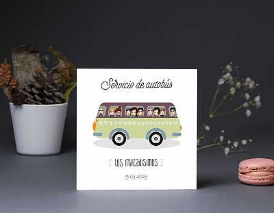 Tarjeta bus boda "ESTA BODA SERÁ MUY COOKIE"