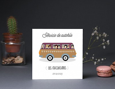 Tarjeta bus boda "TE LO PUEDO DECIR MÁS ALTO PERO NO MÁS CLARO ¡SI QUIERO!"