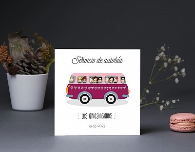 Tarjeta bus boda "DE TODAS LAS SONRISAS LA TUYA ES MI FAVORITA"
