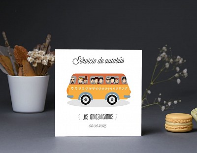 Tarjeta bus boda "MI LUGAR FAVORITO ESTÁ A TU LADO"
