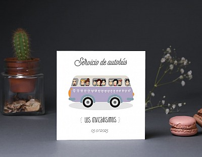 Tarjeta bus boda "EL VIAJE DE NUESTRAS VIDAS"