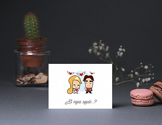 Tarjeta agradecimiento boda "NUESTRO AMOR ESTÁ A TOPE"